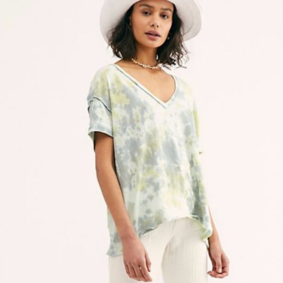 Free People Tops - NWT Free People Tie Dye T-Shirt Short Sleeve Green Gray Size Medium